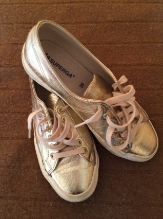 Gold metallic Superga sneakers available at amazon.com